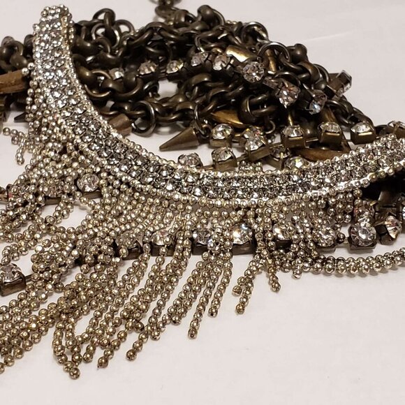 J.Crew Fenton and Fallon Collaboration Necklace Spikes Rhinestones - Picture 4 of 10